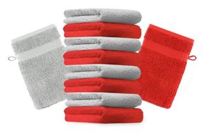 Betz Waschhandschuh »10 Stück Waschhandschuhe Premium 100% Baumwolle Waschlappen Set 16x21 cm Farbe rot und Silbergrau«