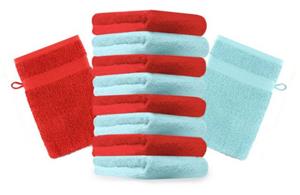 Betz Waschhandschuh »10 Stück Waschhandschuhe Premium 100% Baumwolle Waschlappen Set 16x21 cm Farbe rot und türkis«