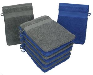Betz Waschhandschuh »10 Stück Waschhandschuhe Premium 100% Baumwolle Waschlappen Set 16x21 cm Farbe Royalblau und anthrazit«