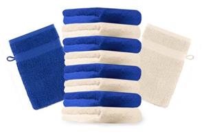 Betz Waschhandschuh »10 Stück Waschhandschuhe Premium 100% Baumwolle Waschlappen Set 16x21 cm Farbe Royalblau und beige«