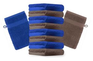 Betz Waschhandschuh »10 Stück Waschhandschuhe Premium 100% Baumwolle Waschlappen Set 16x21 cm Farbe Royalblau und nussbraun«