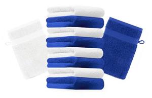 Betz Waschhandschuh »10 Stück Waschhandschuhe Premium 100% Baumwolle Waschlappen Set 16x21 cm Farbe Royalblau und weiß«