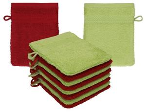 Betz Waschhandschuh »10 Stück Waschhandschuhe Premium 100% Baumwolle Waschlappen Set 16x21 cm Farbe rubinrot - avocadogrün«