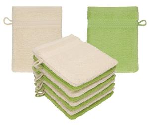 Betz Waschhandschuh »10 Stück Waschhandschuhe Premium 100% Baumwolle Waschlappen Set 16x21 cm Farbe Sand - avocadogrün«