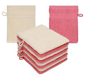 Betz Waschhandschuh »10 Stück Waschhandschuhe Premium 100% Baumwolle Waschlappen Set 16x21 cm Farbe Sand - Himbeere«