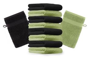 Betz Waschhandschuh »10 Stück Waschhandschuhe Premium 100% Baumwolle Waschlappen Set 16x21 cm Farbe schwarz und apfelgrün«