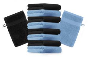 Betz Waschhandschuh »10 Stück Waschhandschuhe Premium 100% Baumwolle Waschlappen Set 16x21 cm Farbe schwarz und hellblau«