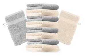 Betz Waschhandschuh »10 Stück Waschhandschuhe Premium 100% Baumwolle Waschlappen Set 16x21 cm Farbe Silbergrau und beige«