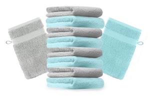Betz Waschhandschuh »10 Stück Waschhandschuhe Premium 100% Baumwolle Waschlappen Set 16x21 cm Farbe Silbergrau und türkis« (10-tlg)