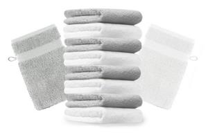Betz Waschhandschuh »10 Stück Waschhandschuhe Premium 100% Baumwolle Waschlappen Set 16x21 cm Farbe Silbergrau und weiß«