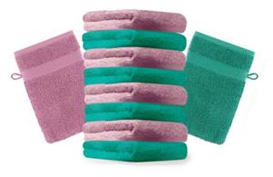Betz Waschhandschuh »10 Stück Waschhandschuhe Premium 100% Baumwolle Waschlappen Set 16x21 cm Farbe smaragdgrün und Altrosa«