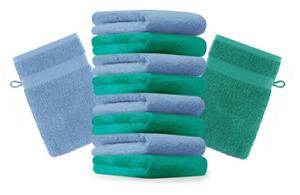 Betz Waschhandschuh »10 Stück Waschhandschuhe Premium 100% Baumwolle Waschlappen Set 16x21 cm Farbe smaragdgrün und hellblau«