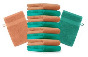 Betz Waschhandschuh »10 Stück Waschhandschuhe Premium 100% Baumwolle Waschlappen Set 16x21 cm Farbe smaragdgrün und orange«