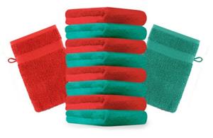 Betz Waschhandschuh »10 Stück Waschhandschuhe Premium 100% Baumwolle Waschlappen Set 16x21 cm Farbe smaragdgrün und rot«