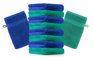 Betz Waschhandschuh »10 Stück Waschhandschuhe Premium 100% Baumwolle Waschlappen Set 16x21 cm Farbe smaragdgrün und Royalblau« (10-tlg)