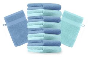 Betz Waschhandschuh »10 Stück Waschhandschuhe Premium 100% Baumwolle Waschlappen Set 16x21 cm Farbe türkis und hellblau« (10-tlg)