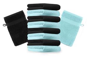 Betz Waschhandschuh »10 Stück Waschhandschuhe Premium 100% Baumwolle Waschlappen Set 16x21 cm Farbe türkis und schwarz« (10-tlg)