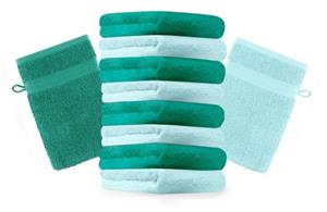 Betz Waschhandschuh »10 Stück Waschhandschuhe Premium 100% Baumwolle Waschlappen Set 16x21 cm Farbe türkis und smaragdgrün« (10-tlg)