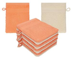 Betz Waschhandschuh »10 Stück Waschhandschuhe Waschlappen Set Premium 100% Baumwolle 16x21 cm Farbe blutorange - Sand« (10-tlg)
