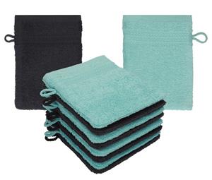 Betz Waschhandschuh »10 Stück Waschhandschuhe Waschlappen Set Premium 100% Baumwolle 16x21 cm Farbe Graphit - Ocean« (10-tlg)