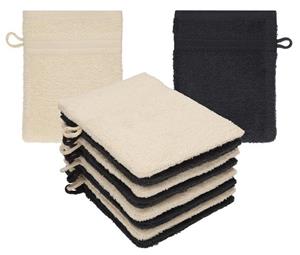 Betz Waschhandschuh »10 Stück Waschhandschuhe Waschlappen Set Premium 100% Baumwolle 16x21 cm Farbe Sand - Graphit«