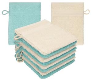Betz Waschhandschuh »10 Stück Waschhandschuhe Waschlappen Set Premium 100% Baumwolle 16x21 cm Farbe Sand - Ocean«