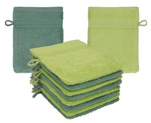 Betz Waschhandschuh »10 Stück Waschhandschuhe Waschlappen Set Premium 100% Baumwolle 16x21 cm Farbe tannengrün - avocadogrün«