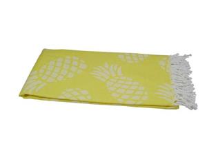 My Hamam Hamamtücher »Hamamtuch Baumwolle gelb 100x175 cm Pineapple« (1-St), weich und saugstark