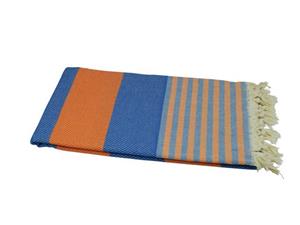 My Hamam Hamamtücher »Hamamtuch blau orange 95x170 cm Denizli« (1-St), mit Streifen & Strukturwebung