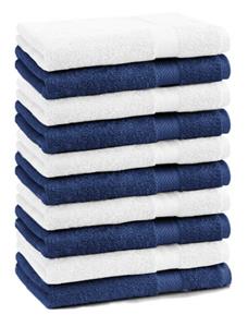 Betz Gästehandtücher »10 Stück Gästehandtücher Premium 100% Baumwolle Gästetuch-Set 30x50 cm Farbe dunkelblau und weiß«