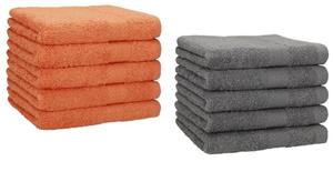 Betz Gästehandtücher »10 Stück Gästehandtücher Premium 100% Baumwolle Gästetuch-Set 30x50 cm Farbe orange und anthrazit«