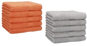 Betz Gästehandtücher »10 Stück Gästehandtücher Premium 100% Baumwolle Gästetuch-Set 30x50 cm Farbe orange und silbergrau«