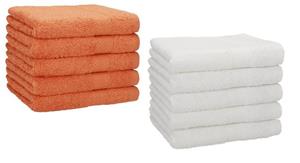 Betz Gästehandtücher »10 Stück Gästehandtücher Premium 100% Baumwolle Gästetuch-Set 30x50 cm Farbe orange und weiß«