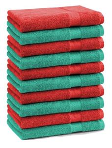 Betz Gästehandtücher »10 Stück Gästehandtücher Premium 100% Baumwolle Gästetuch-Set 30x50 cm Farbe smaragdgrün und rot«
