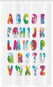 Abakuhaus Duschvorhang »Badezimmer Deko Set aus Stoff mit Haken« Breite 120 cm, Höhe 180 cm, ABC Puzzle Alphabet Letters Fun