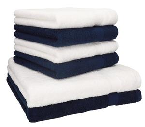 Betz Handtuch Set »6-TLG. Handtuch-Set Premium 100% Baumwolle 2 Duschtücher 4 Handtücher Farbe dunkelblau und weiß«