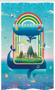 Abakuhaus Duschvorhang »Badezimmer Deko Set aus Stoff mit Haken« Breite 120 cm, Höhe 180 cm, Ökologie Wal-Regenbogen-Ozean-Kunst