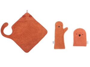 LK Trend & Style Handtuch Set »Baby Badeset« (Spar-Set), Kapuzenhandtuch + Duschwaschhandschuh + Waschhandschuh