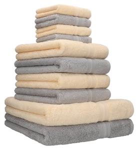 Betz Handtuch Set »10 TLG. Handtuch Set GOLDQualität 600 g/m², 2 Duschtücher 70 x 140 cm, 4 Handtücher 50 x 100 cm und 4 Seiftücher 30 x 30 cm Farbe beige & Silbergrau&l