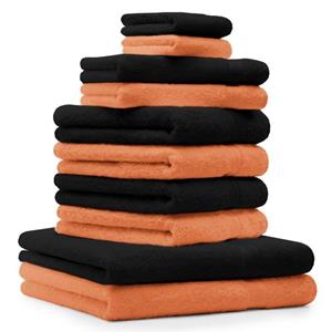 Betz Handtuch Set »10-TLG. Handtuch-Set Classic 100% Baumwolle 2 Duschtücher 4 Handtücher 2 Gästetücher 2 Seiftücher Farbe orange und schwarz«