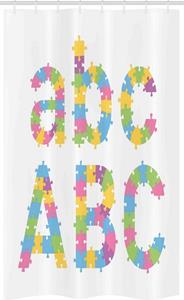 Abakuhaus Duschvorhang »Badezimmer Deko Set aus Stoff mit Haken« Breite 120 cm, Höhe 180 cm, ABC Puzzle Bunte Jigsaw Letters