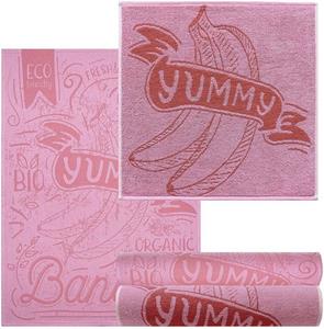 Lashuma Handtuch Set »Banane« (4-tlg), rosa Abtrockentücher 2 Stk. 50x70 cm - 2 Stk. Frottee 50x50 cm