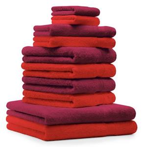 Betz Handtuch Set »10-TLG. Handtuch-Set CLASSIC 100% Baumwolle Farbe rot & dunkelrot«