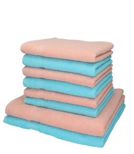 Betz Handtuch Set »8-TLG. Handtuch-Set Palermo 100% Baumwolle 2 Duschtücher 6 Handtücher Farbe apricot und türkis«