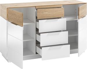 Mca Furniture Sideboard Dubai, weiß Matt mit Absetzungen in Eiche