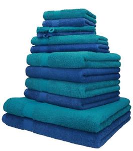 Betz Handtuch Set »12-TLG. Handtuch-Set Palermo 100% Baumwolle 2 Liegetücher 4 Handtücher 2 Gästetücher 2 Seiftücher 2 Waschhandschuhe Farbe blau und Petrol« (12-t