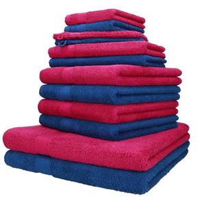 Betz Handtuch Set »12-TLG. Handtuch-Set Palermo 100% Baumwolle 2 Liegetücher 4 Handtücher 2 Gästetücher 2 Seiftücher 2 Waschhandschuhe Farbe Cranberry und blau« (1