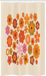 Abakuhaus Duschvorhang »Badezimmer Deko Set aus Stoff mit Haken« Breite 120 cm, Höhe 180 cm, 1970 Blühende Blumen auf Beige