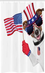 Abakuhaus Duschvorhang »Badezimmer Deko Set aus Stoff mit Haken« Breite 120 cm, Höhe 180 cm, 4. Juli Patriotisch Haustier Hund
