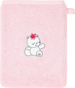 Lashuma Waschhandschuh (Set, 2-tlg), besticktes Baby Handtuchset 15x21 cm rosa